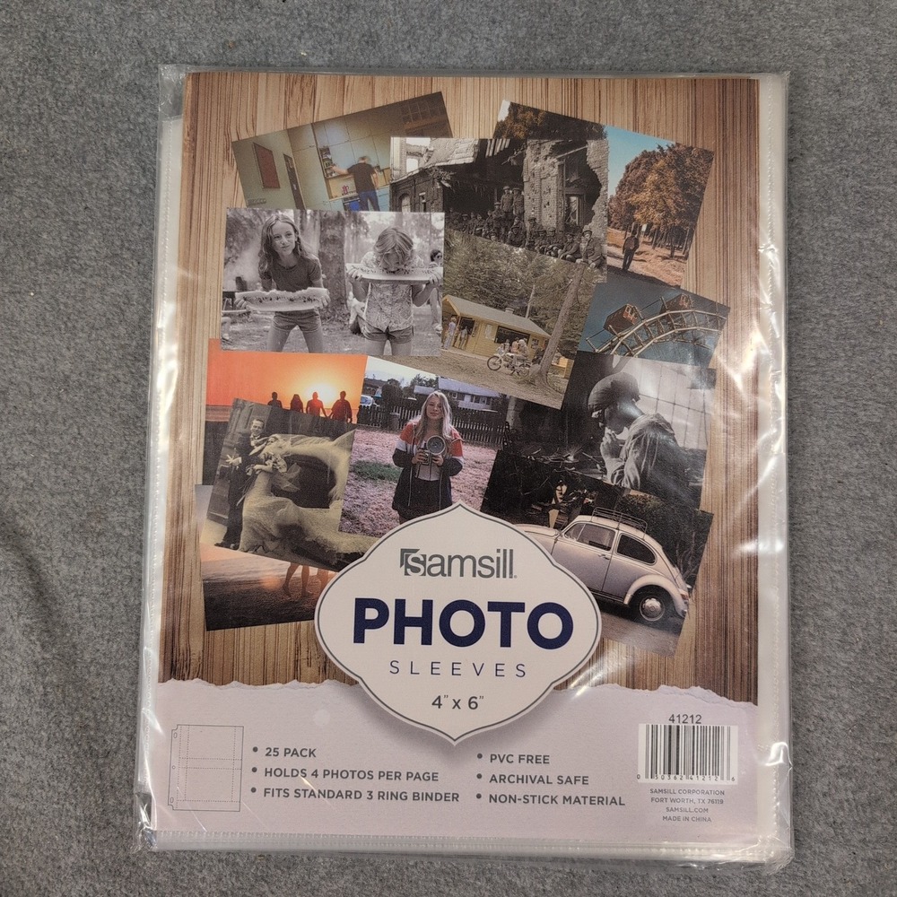 Samsill 4x6 Photo Sleeves‎ 25 Pack 3 Ring Binder Clear Pages 41212 Archival Safe